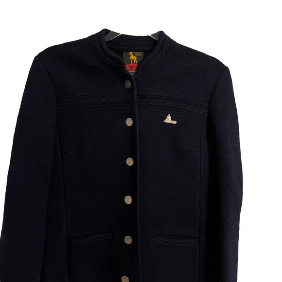 Steinbock Austria Sport Wool Jacket Coat Vintage Navy Blue Women's Size 40 / M - Picture 2 of 6